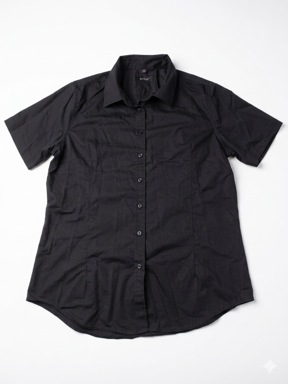 DIYUS Black Short Sleeve Button Down Blouse - Size Large